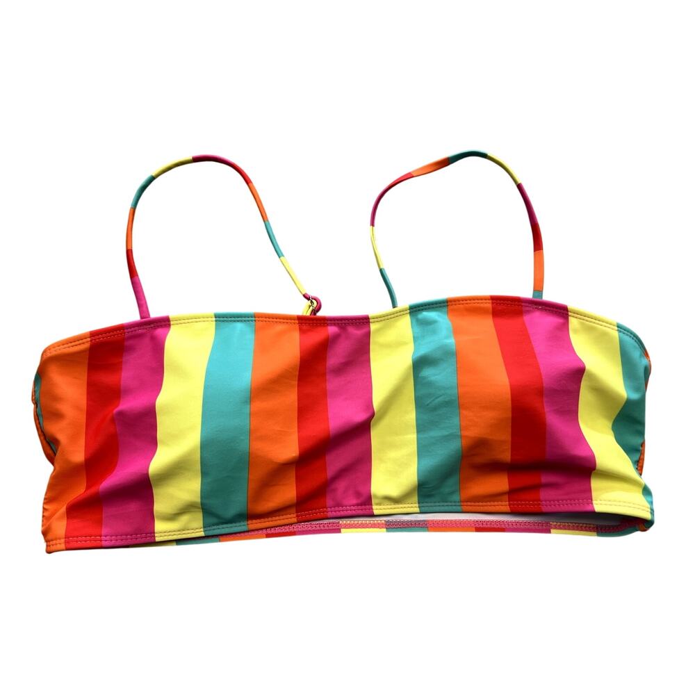 Women's Striped Neon Swim Top Size XL